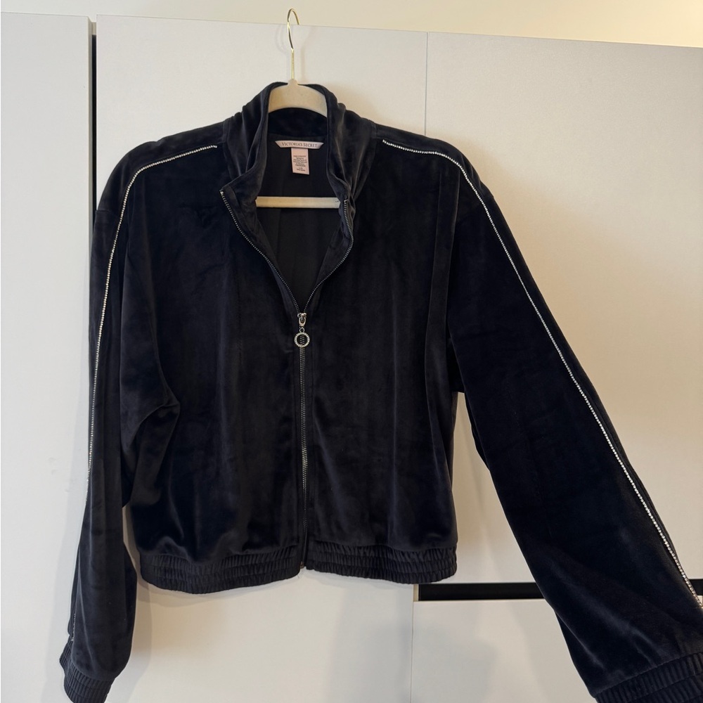 Victoria’s Secret Women's Black Velvet Rhinestone Jacket Size Large